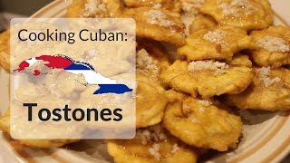 Cooking Cuban  Tostones Fried green plantains [upl. by Merola]