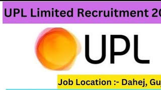 UPL LIMITED JOBS  Jhagidia GIDC Jobs Apply Now [upl. by Erdnua540]