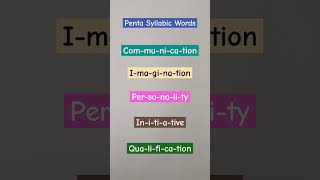 Penta Syllabic Words syllabification english learning learnenglish shorts shortsfeed reels [upl. by Oriel]