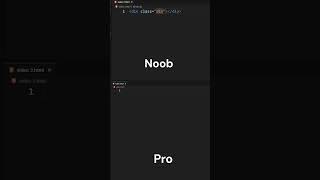 Noob vs Pro in Visual Studio Code  Creating div in HTML coding HTMLprojects programminglanguage [upl. by Oidacra]