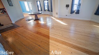 Bona Natural seal stain on yellow pine hardwood floor 3 coats of Bona Traffic HD satin on top [upl. by Alanson71]