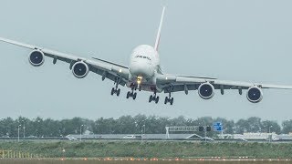 Unbelievable AIRBUS A380 CROSSWIND LANDING GO AROUND  SHARP RIGHT TURN during a STORM 4K [upl. by Daugherty815]