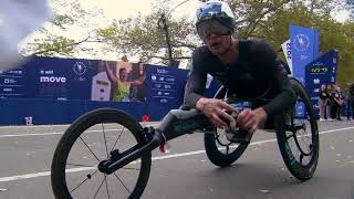 Hug breaks wheelchair course record wins 5th NYC Marathon [upl. by Threlkeld]