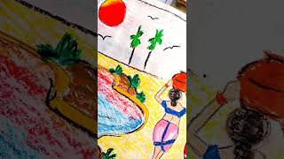 Early morning scenery drawing 🎨🖌️ভোরবেলার চিত্র💖 drawing art creativesipra shorts ytshots [upl. by Bakemeier]