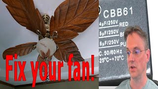 Hampton Bay Ceiling Fan Repair bad capacitor replaced [upl. by Sena319]