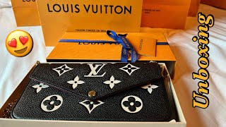 LOUIS VUITTON Felicie Pochette BlackBeige Bicolour Monogram Empreinte Leather  Unboxing [upl. by Amy559]