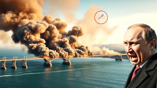 CRIMEA BRIDGE GONE FOREVER US Drone Swarm Burns 1000 Tons of Russian Ammunition [upl. by Tracey]