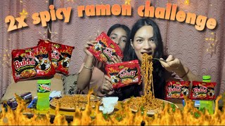 2X Spicy Ramen Noodles Challenge spicy ramen challenge with sister [upl. by Micheal]