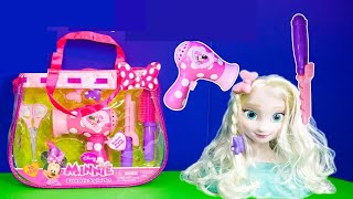 Exploring the Minnie Mouse Styling Kit with Frozen Elsa Styling head [upl. by Itnava159]