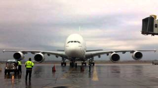 How to marshall an Emirates A380 into the gate  YYZ [upl. by Gault100]