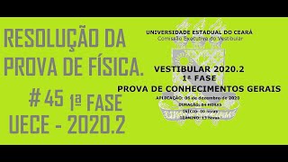 Resolução da prova de FÍSICA – UECE – 20202 – 1ª FASE Questão45 [upl. by Malia]