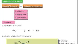 Polymer ChemistryAnionic mechanism in addition polymerisation Engineering chemistry1 [upl. by Enileqcaj]