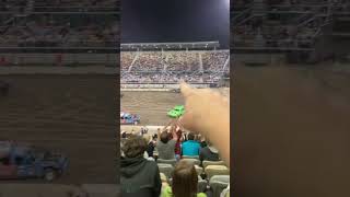 demolition derby car goes over wall Utah State Fair 2022 [upl. by Runkel]