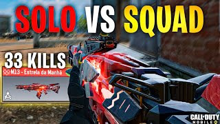 REVIEW DA M13 ESTRELA DA MANHÃ NO SOLO VS SQUAD 33 KILLS  COD MOBILE  BATTLE ROYALE [upl. by Malynda635]