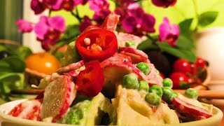 Avocado Pea Tomato Radicchio Romaine Salad with Garlic Cashew Dressing  Take 3 [upl. by Myriam21]