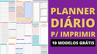 Planner Diário para Impressão  10 MODELOS GRÁTIS [upl. by Blim]