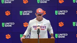 Dabo Swinneys Wednesday Practice Report prior to Louisville Game [upl. by Oicanata]