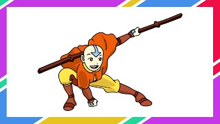 Aang  Avatar Cartoon Drawing [upl. by Ylime295]