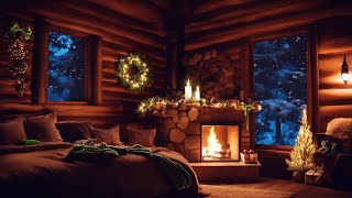 Sleep Well in a Cozy Winter Cabin  Relax to the Sounds of Snowy Wind Cracking Fire amp Purring Cats [upl. by Shyamal]