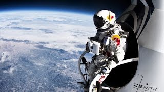 Record breaking space jump  free fall faster than speed of sound  Red Bull Stratos [upl. by Marx]