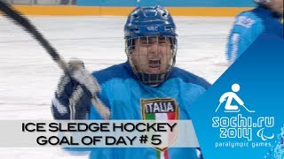 Day 5  Ice sledge hockey goal of the day  Sochi 2014 Winter Paralympic Games [upl. by Kcirdes]