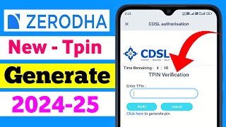 Zerodha Tpin Generate  Zerodha TPIN Forget  How to Generate Tpin in Zerodha  202425 [upl. by Agata]