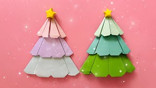 摺紙聖誕節 製作馬卡龍色的聖誕樹  Origami Christmas tree  how to make cute cute things with paper [upl. by Neelia102]