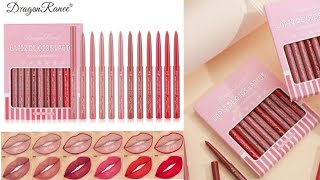 NonFading Lip Liner Matte Lip Crayon12Color Set SmudgeProof Waterproof Lip Pencil Velvet [upl. by Weksler353]