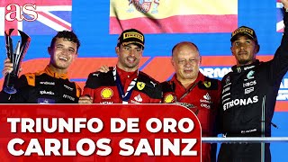 CARLOS SAINZ gana el GP de SINGAPUR y QUEJA de FERNANDO ALONSO por radio [upl. by Demetria]