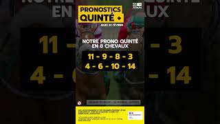 Pronostic PMU quinté du jour Jeudi 22 février  Prix du Cantal pmu quinte shorts [upl. by Narcis]