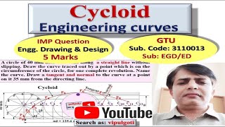 Cycloid EG32 EGD Engineering Drawing Curves Engineering Graphics Normal Tangent [upl. by Sjoberg]