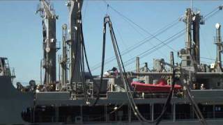 USS Reagan amp USNS Yukon Replenishment at Sea RAS [upl. by Ydarg]