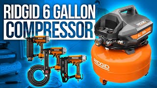 Ridgid 6 Gallon Compressor 3Tool Combo Showcasing A Variety Of Nail Sizes With Gun  PEDRO DIY [upl. by Todd]