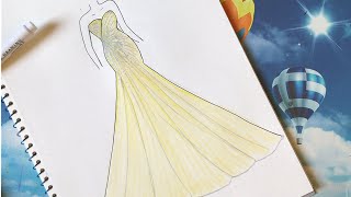 How to draw Wedding Dress 22  Vẽ Váy Cưới  An Pi TV Coloring [upl. by Hinckley]