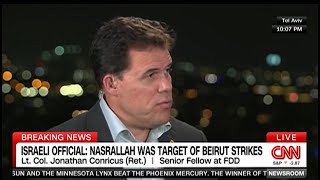 Jonathan Conricus on Israel targeting Nasrallah in Beirut strike — CNN International [upl. by Iarahs]