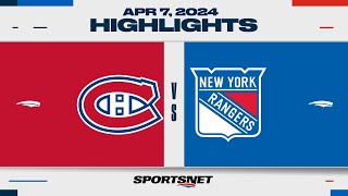 NHL Highlights  Canadiens vs Rangers  April 7 2024 [upl. by Tiler]