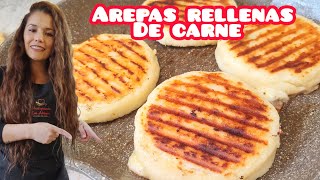 Cómo hacer AREPAS 🫓RELLENAS CON CARNE Y QUESO fáciles y DELICIOSAS 😋 COLOMBIANAS [upl. by Akibma]