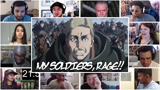 SURVEY CORPS FINAL CHARGE Attack On TItan Season 3 Episode 16  Reaction Mashup [upl. by Anilegnave891]