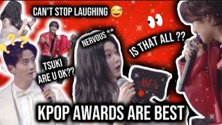 Tsuki get nervous treasure and straykids cant stop laughing  funny kpop idols at award shows 😅 [upl. by Nosrak]