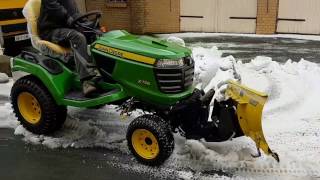 John Deere x758  Plowing Snow cleaning the driveway  My dad is driving today [upl. by Joao]