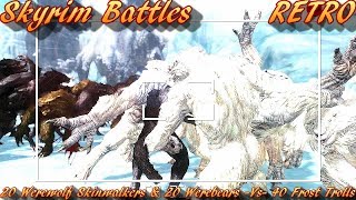 Skyrim Battles  20 Werewolf Skinwalkers amp 20 Werebears vs 40 Frost Trolls [upl. by Raffin]