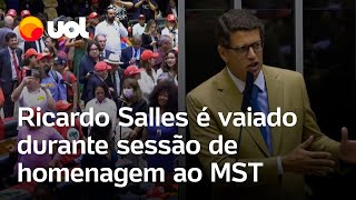 Ricardo Salles é vaiado com gritos de fascista durante homenagem ao MST na Câmara veja vídeo [upl. by Dominga]