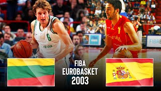 Lithuania 🇱🇹 v Spain 🇪🇸  FINAL  Classic Full Games  FIBA EuroBasket 2003 Men [upl. by Afatsuom383]