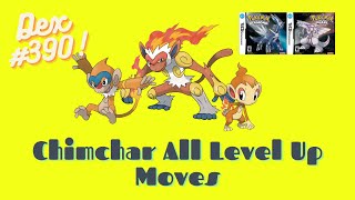 Pokemon Diamond and Pearl  Chimchar All Level Up Moves and Evolutions  Dex Entry 390 [upl. by Anital680]