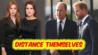 Princess Eugenie Beatrice distance themselves from Harry to support William [upl. by Yekciv]