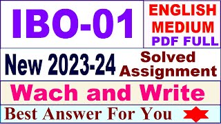 IBO 01 solved assignment 202324 in english  ibo 01 solved assignment 2024  ignou ibo 01 [upl. by Lombardi829]