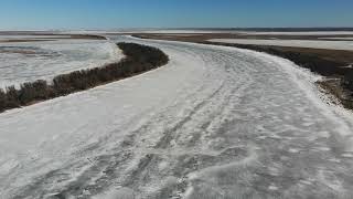 River at Netley Creek Heading North to the Cut can see the ice breaking  April 3 2024 [upl. by Nosreffej]