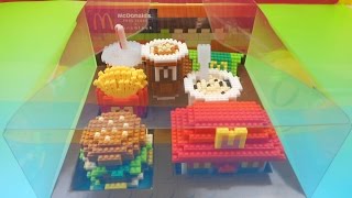 2015 McDONALDS FOOD ICONS SET OF 7 NANOBLOCK KIDS TOYS VIDEO REVIEW [upl. by Ahsinev603]