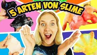 5 ARTEN SLIME ZU MACHEN  essbarer Schleim  welcher aus Gesichtsmaske Bodylotion amp Wackelpudding [upl. by Gilletta246]