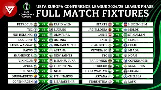 🟢 UEFA Europa Conference League 202425 League Phase Full Fixtures amp Match Schedule [upl. by Renny850]